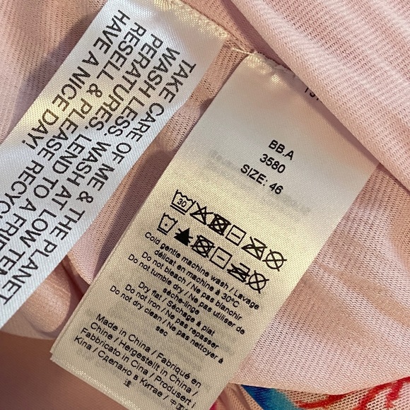 New GANNI Ruched Mesh Mini Dress in Light Lilac Size 18 - Picture 6 of 6